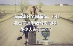 海南集齐全国车牌，小朋友已掌握半数省份简称！多少人去了三亚？